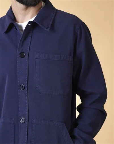 Elsk - Twill Men's Overshirt - Dark Navy 